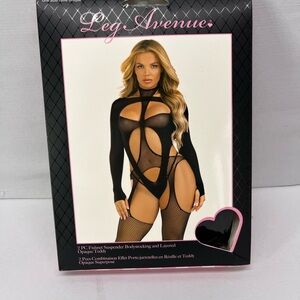 Leg Avenue Black Cutout Fishnet Bodystocking style #89321